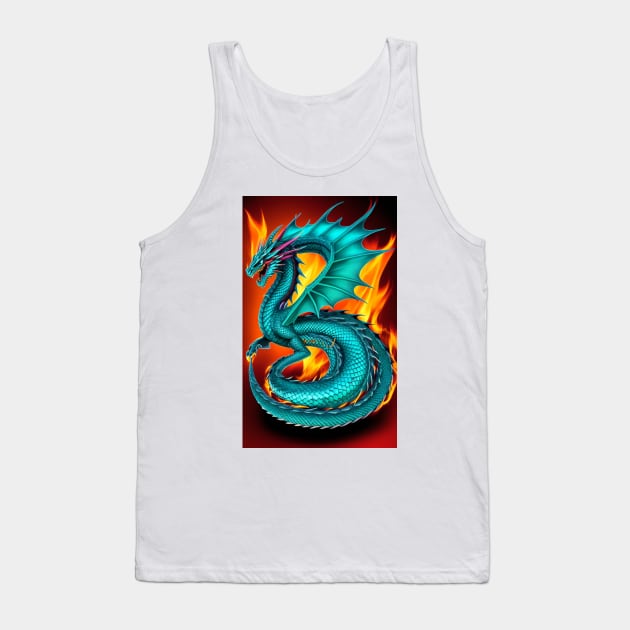 Dragon Fire Turquoise Fantasy Tank Top by ShopSunday